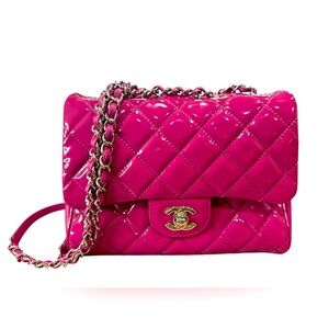 Chanel Double Compartment Flap Bag Quilted Patent Medium